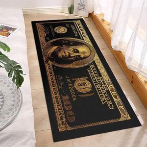 Tapijten Zwart Goud 100 Dollar Bill Geld Keuken Vloermat Home Decor Hal Balkon Wasserij Lopers Tapijten Badkamer Antislip Deurmat