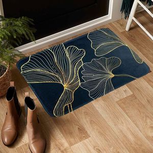 Tapijten zwart goud ginkgo blad decoratieve deurmat tapijt 40x60 cm keuken badkamer huis niet-slip vloer Noordse stijl binnen