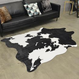 Tapis noir blanc vache tapis grand pour salon Tapetes Para Sala de Estar fausse fourrure tapis mode Alfombra