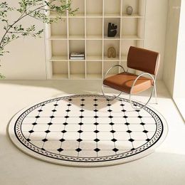 Tapis Noir Blanc Luxe Ménage Rond Tapis Canapé Café Tapis De Sol Chambre Salon Plaid Enfants Tapis Moelleux Décoration De La Maison