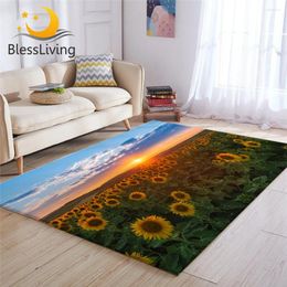 Tapijten zegene gele zonnebloem zonsopgang groot voor woonkamer bloemen bloem vloer mat natuur niet-slip gebied tapijt veer tapis