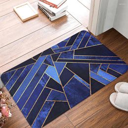 Carpets Géométrie bleue Mat de cuisine à huile étanche à l'huile Antislip Bath Bedroom Floor Salon Room Paillomat Tapis de tapis