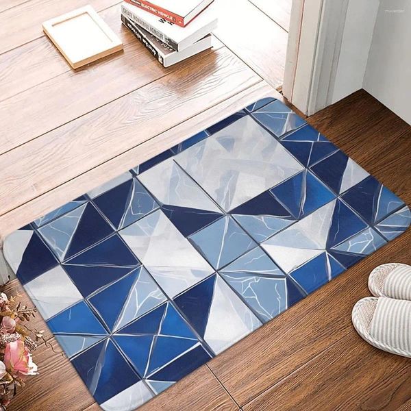 Alfombras Azulejos de mármol azul Alfombra antideslizante Felpudo Alfombra de baño Piso Alfombra Dormitorio Decorativo