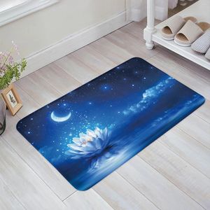 Carpets Blue Moonlight Lotus Moon Home Decoration Décoration Flanelle Soft Living Carpet Kitchen Balcon Tapis de chambre à coucher