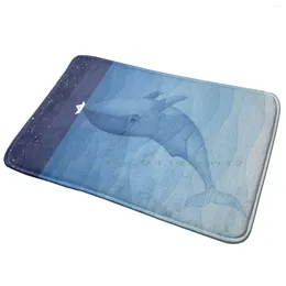 Tapijten blauwe walvis zeedier toegang deur mat bad tapijt oceaan marine onderwater waterverf