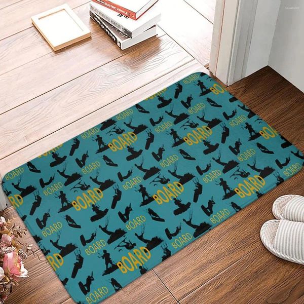 Tapis planche jaune texte noir Silhouette kitesurf cerf-volant surf antidérapant paillasson tapis bain cuisine tapis prière intérieur