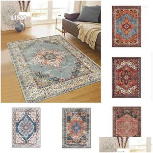 Tapijten Bohemen Perzisch tapijtruimte Tapijt voor woonkamer vloer Mat Deur Ethnic Gypsy Marokko Slaapkamer Anti-Skid Flanel Modern Home Drop Dhusm