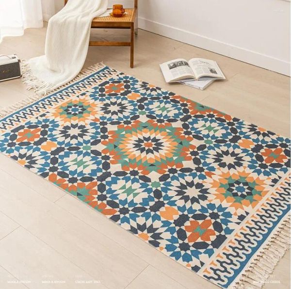 Tapis bohème Kilim fait à la main coton lin tapis 120x180cm tapis de sol pour salon zone de chevet plates-formes design paillasson