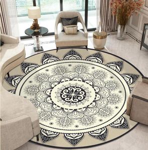 Tapijten Boheemian Mandala Round Tapijt voor woonkamer Grote geometrische etnische bloemslaapkamer Tapijten Anti slip retro vloer Mat6610643