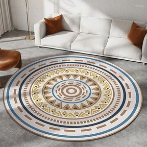 Alfombras redondas bohemias para decoración de sala de estar, alfombras grandes para dormitorio, salón, silla de ordenador, alfombrilla para puerta de entrada lavable