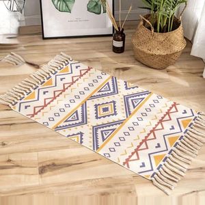 Tapijten Boheemse tapijt Tassel tapijt katoen en linnen retro etnische vloer mat woonkamer slaapkamer bedkamer decor