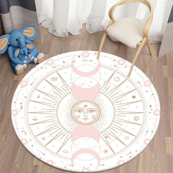 Carpets Bohemian Style Circular Polyester Carpet Home Living Room Chambre de salle de bain Décoration du sol Anti Slip