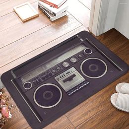 Tapis Boombox Boom Box Musique Paillasson Antidérapant 80s Rétro Lecteur de Cassette Tapis De Bain Cuisine Tapis Extérieur Maison Modèle