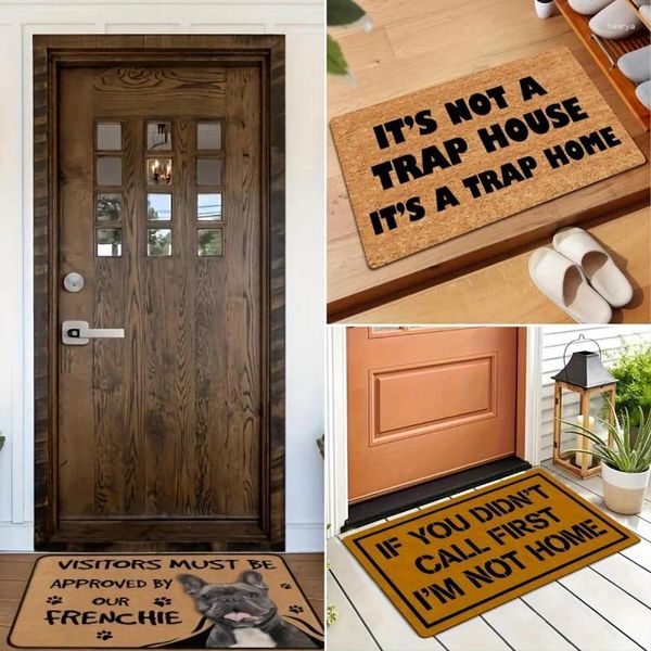 Carpets Brown Series Welcome Door Mat Letter Dog Tapis de sol imprimé Anti-slip pour la maison DÉCOR DE SOIX DE SOIX CHAUPEUR DE COUPALABLE LAVABLE