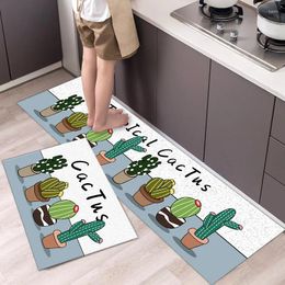 Alfombras Cactus Creative Floor Mats Decoración Tira Cocina Lavable Puerta a prueba de aceite Moda Pequeño Estilo fresco