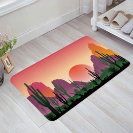 Carpets Cactus Desert Mountain Sunset Kitchen Floor Mat de sol Decor Room Deccor Carpet Home Homeway Entrance Paillomat Anti Slip Rap