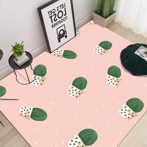 Tapijten Cactus Pot Gedrukte koraal fluweel voor woonkamer salontafel antiskid vloermatten kleurrijke slaapkamer decor delicate tapijten