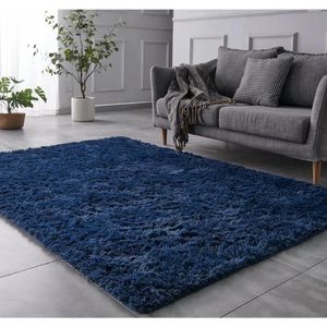 Tapis Tapis Tapis Extra Large Shag Tapis 9x12 Pieds Bleu Marine Intérieur Ultra Doux Peluche pour Salon Tapis Antidérapants en Fausse Fourrure