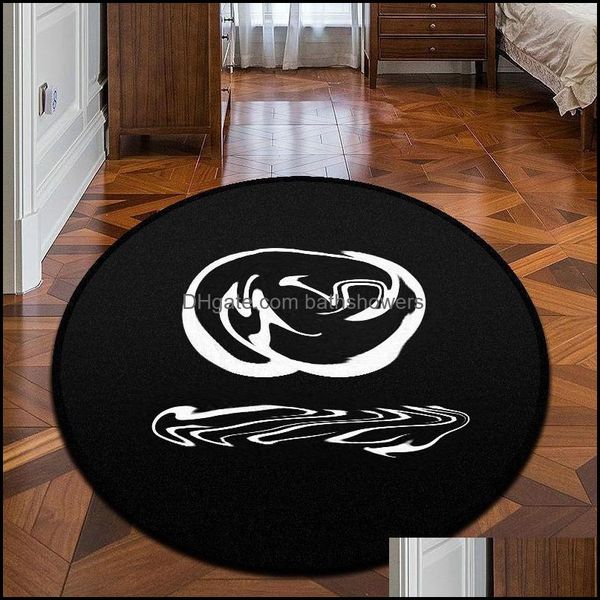 Carpets Carpet salon noir blanc or style luxe motif de soulagement européen rond et tapis pour chaise de chambre à coucher drop de dhoja lavable