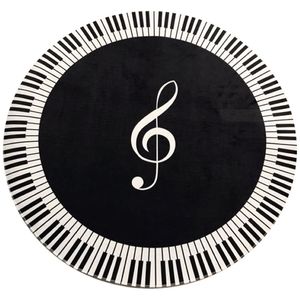 Tapijten tapijtmuziek symbool piano sleutel zwart witte ronde niet-slip huis slaapkamer mat vloer decoratie 333F