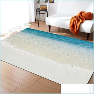 Tapis Tapis Sunshine Beach Motif De Vague Pour Salon Chambre Tapis Enfants Tapis De Jeu 3D Imprimé Maison Grand Tapis Drop Delivery Dh23U