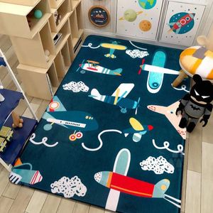 Carpets Cartoon Airplane Print Carpet Child's Children's Room Crawling Mat Easy Care Waster Water Absorbants Absorbant non glisse