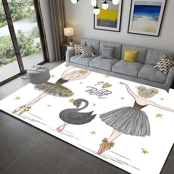 Tapis Bande Dessinée Ballet Fille 3D Impression Tapis Enfant Chambre Jeu Tapis De Sol Mousse À Mémoire Fille Chambre Tapis De Jeu pour Salon Tapis Chambre R230731