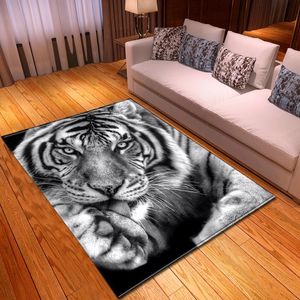 Alfombras Dibujos animados Niño Tigre León Impresión 3D para sala de estar Dormitorio Área Alfombras Franela suave Antideslizante Niños Alfombras de piso