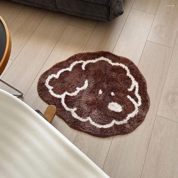 Alfombras dibujos animados lindo perra de la alfombra del piso del perno decoración de la alfombra hecha a mano de mechones hechos a mano fácil de cuidar el lado de la cama en el dormitorio