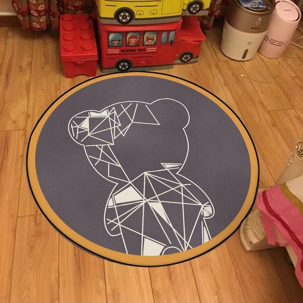 Alfombras Dibujos animados lindo geométrico espalda oso sala de estar cama para niños cesta colgante silla antideslizante alfombra redonda tamaño personalizado