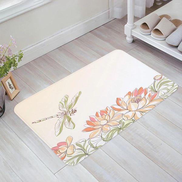 Carpets Cartoon Dragonfly Lotus Flower Carpet Salle Room Area Tapis Planchers Mat de lit Halway Portant Chambre pour enfants Décoration de la maison