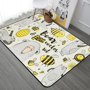 Tapijten cartoon honeybee printen voor woonkamer tapijt tapijt baby slaapkamer kruipmat/tapijt kind kinderen badkamer niet-skid pad/tapijten