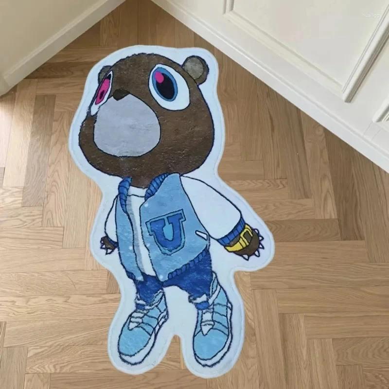 Teppich Cartoon Kanye Dropout Bear Teppich College Abschluss Little 60x90 cm Digitaldruck Nicht -Schlupf -Waschbeobachung Fußmatte