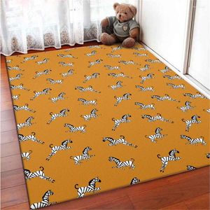 Tapis dessin animé tapis orange avec bande blanche noire zèbre garçons mignons enfants tapis chambre à côté du tapis imprimé animal