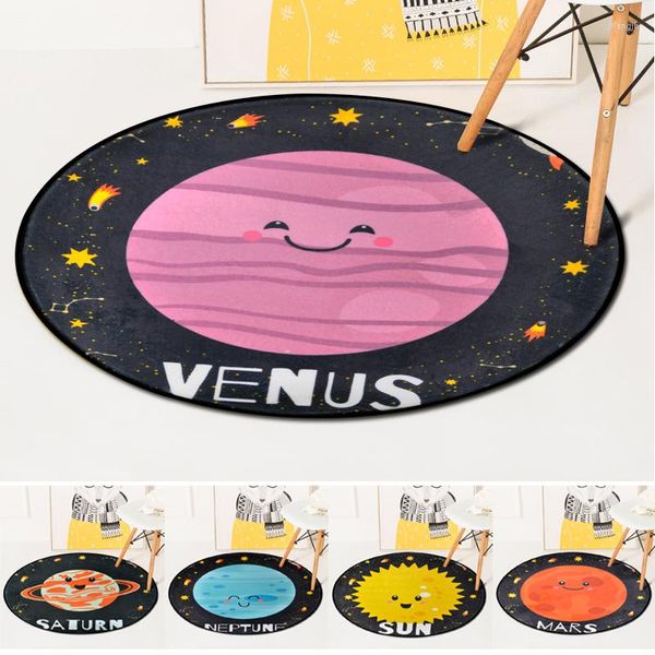 Tapis dessin animé planète tapis rond bébé tapis d'escalade enfants chambre tapis de sol chambre décoratif enfants jouer tente zone