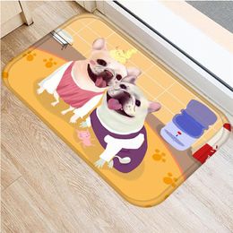 Tapijten cartoon pug hondenpatroon anti-slip suede tapijt deur mat portier portier huisdieren winkel badkeuken woonkamer vloer vloerkleed woning decorcarpe