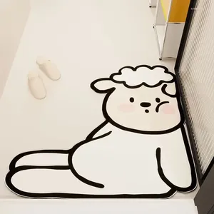Tapis de style dessin animé mur penché petit animal salle de bain tapis absorbant ménage lavabo tapis anti-dérapant