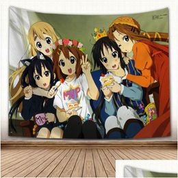 Tapis Tapisserie de bande dessinée Tenture murale Japon Kawaii Nouveau K-On Home Party Décoratif Jeu Po Fond Drop Livraison Jardin Textiles Otpe1