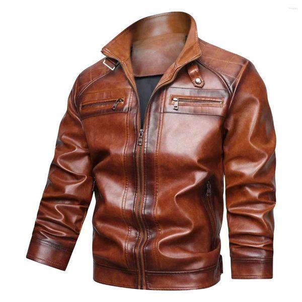 Carpets Casual Motorcycle PU Jacket Biker En cuir manteaux Brand Clothing Eu Size Vestes Men's Vestes Automne Hiver B01594