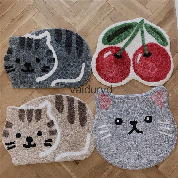 Alfombras Diseño de estilo de gato Alfombra de cocina de dibujos animados Antideslizante Dormitorio largo Piso Alfombra Pasillo Porche Área Alfombra Entrada de rebote lento Doormatvaiduryd