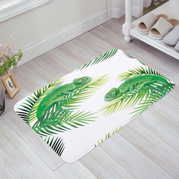 Tapis caméléon lézard plante vert blanc cuisine paillasson chambre bain sol tapis maison tenir porte tapis tapis décor à la maison