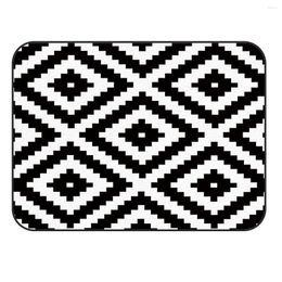 Tapis Charmhome Tapis anti-dérapant doux Noir Blanc Simplicité de la géométrie planaire Tapis pour salon Chambre Tapis Décor à la maison