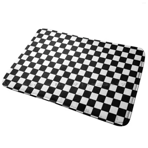 Tapis damier motif tapis de porte d'entrée tapis de bain tapis de drapeau à damier course course noir et blanc