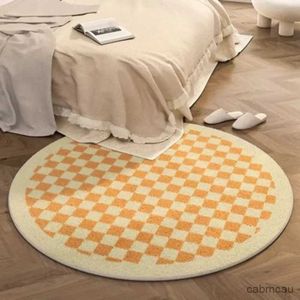 Tapijten schaakbordpatroon ronde tapijten antislip zacht tapijt pluche vloermat wasbaar tapijt voor slaapkamer woonkamer