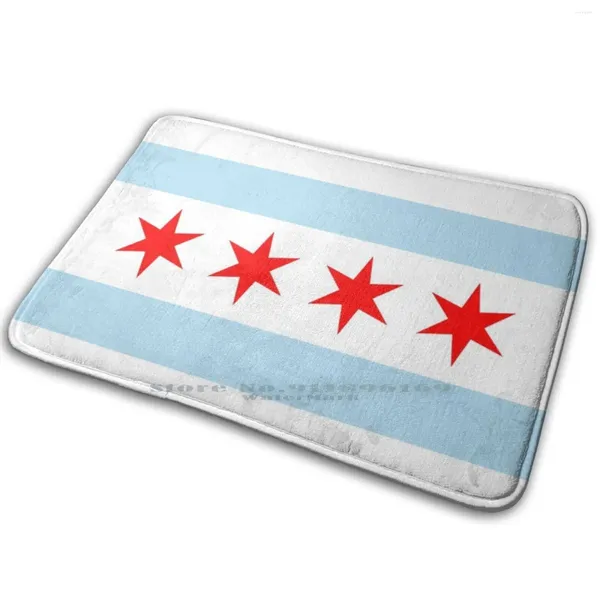 Carpets Chicago City Flag of Illinois Sticker T - chemise et plus encore!Tapis tapis tapis anti-glisser la porte d'entrée de la chambre