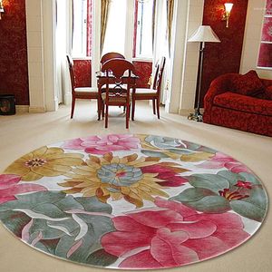 Carpets Modèle floral chinois rouge à la main des tapis ronds de fleurs et pour le salon à domicile
