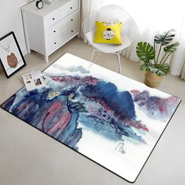 Tapijten Chinese Schilderkunst HD Print Gebied Tapijt Kid Slaapkamer Spel Vloermat Zacht Flanel Kamer Spelen Tapijten voor WoonkamerYoga Mat Gift Decor R230717