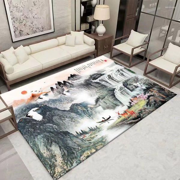 Tapis Style chinois Art calligraphie et peinture salon tapis décoration de la maison étude El ascenseur salon tapis fibre de Polyester