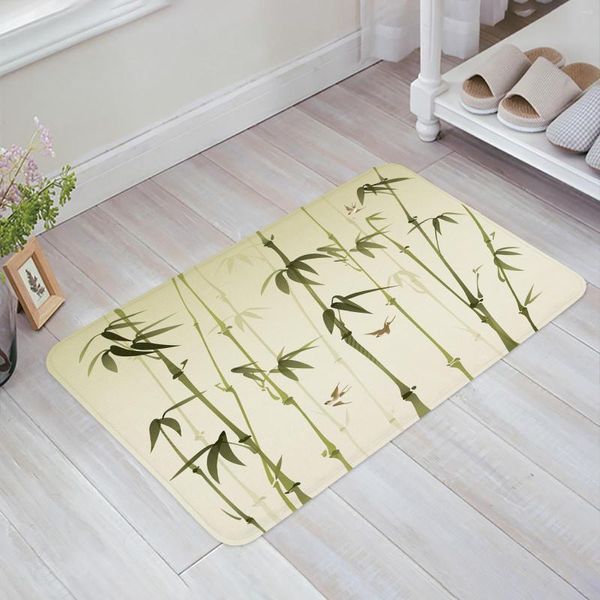 Alfombras de estilo chino, alfombrilla de bambú para suelo, puerta de entrada, sala de estar, cocina, alfombra antideslizante, felpudo para baño, decoración del hogar