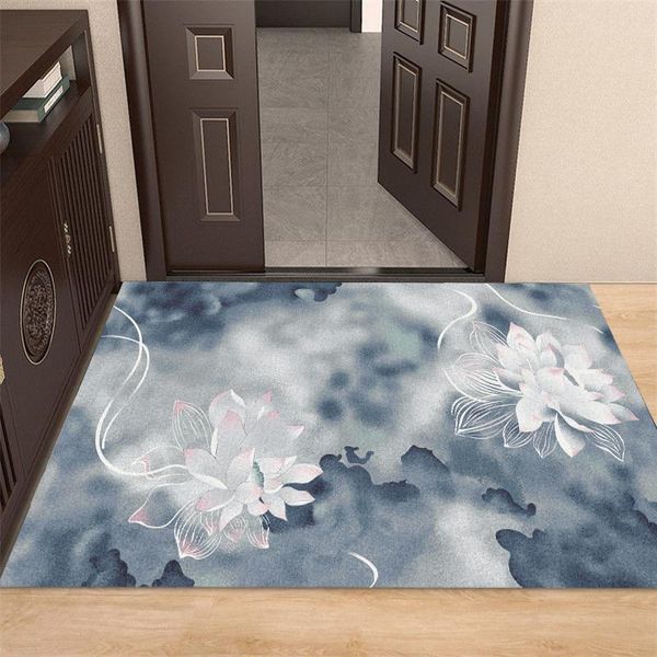 Alfombras de estilo chino, alfombra para puerta de entrada, sala de estar, antideslizante, absorbente, para baño, cocina, alfombrillas de bienvenida para puerta delantera, alfombras